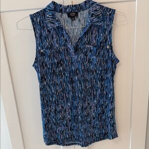 Jones New York Blue and Black Sleeveless Blouse